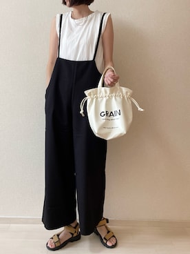 「みんなの白Tフェス」｜「アイテム（オールインワン・サロペット）」を使った、ちいさん（レディース・170cm）の夏コーディネート
