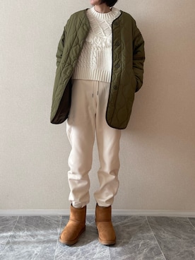 「アイテム（ノーカラージャケット）」を使った、ちいさん（レディース・170cm）の冬コーディネート