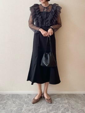 「アイテム（ドレス）」を使った、ちいさん（レディース・170cm）の秋コーディネート