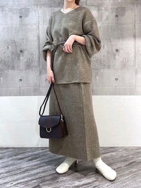 「冬」｜「アイテム（セットアップ）」を使った、meaningさん（レディース・157cm）の冬コーディネート
