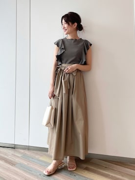 「メロートップス」｜「アイテム（その他）」を使った、meaningさん（レディース・157cm）の夏コーディネート