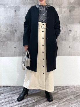 「コクーンコート」｜「アイテム（その他）」を使った、meaningさん（レディース・157cm）の冬コーディネート