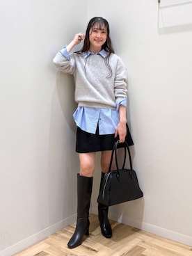 「アイテム（トートバッグ、ブラック系）」を使った、meaningさん（レディース・158cm）の冬コーディネート