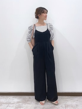 「mysty woman（ミスティウーマン）のアイテム（オールインワン・サロペット）」を使った、meaningさん（レディース・157cm）の春コーディネート