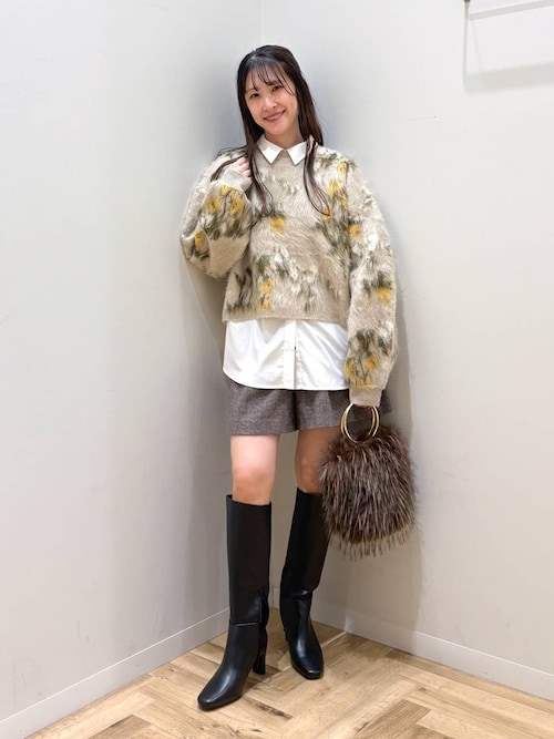 フラワージャガードシャギーニット 603614