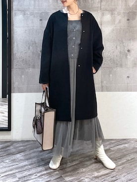 「コクーンコート」｜「アイテム（その他）」を使った、meaningさん（レディース・157cm）の冬コーディネート
