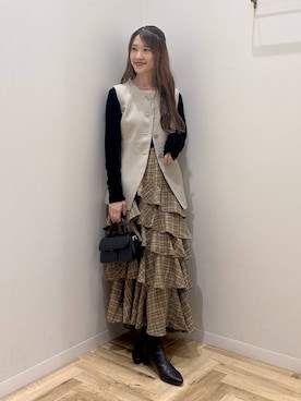 「アイテム（ベスト）」を使った、meaningさん（レディース・158cm・30代）の秋コーディネート