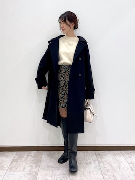 「ハイネックニット」｜「アイテム（チェスターコート）」を使った、meaningさん（レディース・157cm）の秋コーディネート