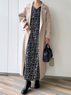 「秋先取りコーデ」｜「アイテム（チェスターコート）」を使った、meaningさん（レディース・157cm）の秋コーディネート