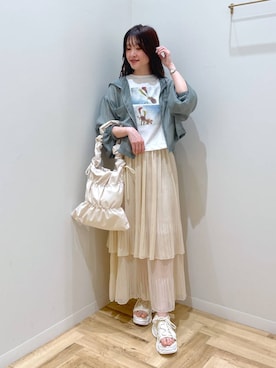 「mysty woman（ミスティウーマン）の楊柳シアーパーカー　193459（パーカー）」を使った、meaningさん（レディース・157cm・30代）の春コーディネート