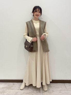 「mysty woman（ミスティウーマン）のアイテム（その他アウター）」を使った、meaningさん（レディース・157cm）の冬コーディネート
