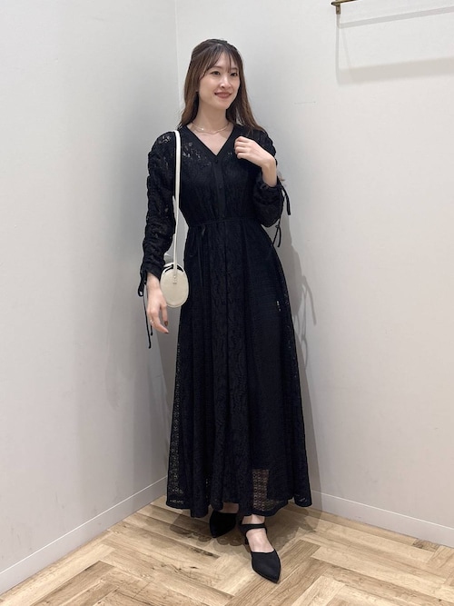 新品未使用　ヌキテパ　レースワンピース　マキシ丈　インナー付　黒　フリーサイズ セール】インナー付きレースワンピース 583338（ワンピース）｜mysty