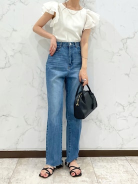 「袖フリル」｜「アイテム（アクセサリー）」を使った、meaningさん（レディース・157cm）の夏コーディネート