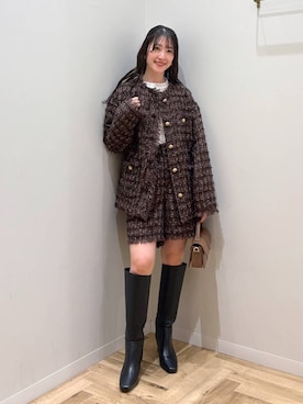 「アイテム（ノーカラージャケット）」を使った、meaningさん（レディース・158cm・30代）の秋コーディネート