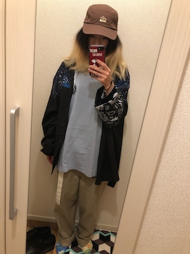 「Dickies（ディッキーズ）のアイテム（パンツ、ベージュ系）」を使った、たなちゅんさん（レディース・153cm）の秋コーディネート