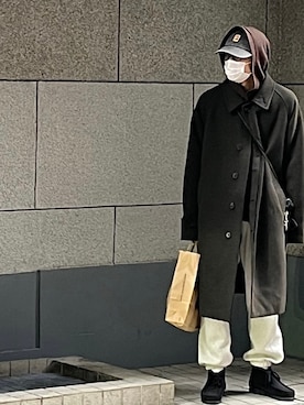「シティーボーイ」｜「アイテム（ステンカラーコート）」を使った、mibarekowaiさん（メンズ・167cm）の冬コーディネート