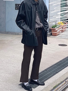 「Lee（リー）のアイテム（スラックス）」を使った、mibarekowaiさん（メンズ・167cm）の冬コーディネート