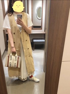 「ISOOK（アイスー）のアイテム（スカート）」を使った、かれんさん（レディース・157cm）の夏コーディネート