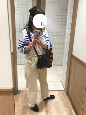 「FUDGE」｜「アイテム（オールインワン・サロペット）」を使った、かれんさん（レディース・157cm）の秋コーディネート