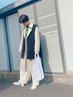 「アパレルスタッフ」｜「アイテム（トレンチコート）」を使った、コバさん（メンズ・173cm）の秋コーディネート