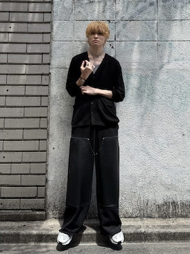 「CASPER JOHN（キャスパージョン）のStriped crepe tank top/楊柳タンクトップ（タンクトップ）」を使った、ゆーきさん（メンズ・175cm）の夏コーディネート