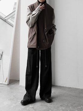 「INTER FACTORY（インターファクトリー）のアイテム（ベスト）」を使った、ゆーきさん（メンズ・174cm）の冬コーディネート