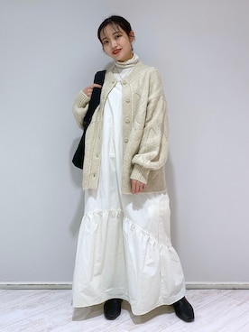 「モヘアカーディガン」｜「アイテム（その他）」を使った、naaasuさん（レディース・149cm）の冬コーディネート