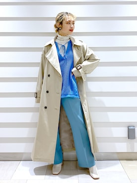 「ブルーコーデ」｜「アイテム（トレンチコート）」を使った、naaasuさん（レディース・149cm）の春コーディネート