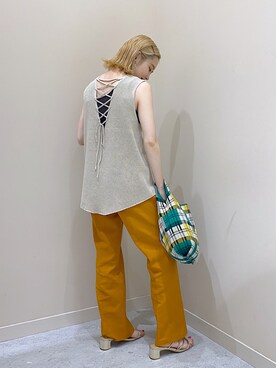 「LOWRYS FARM（ローリーズファーム）のＤＲＹカラーフレアパンツ　941232（その他パンツ）」を使った、naaasuさん（レディース・149cm）の夏コーディネート