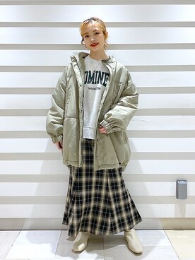 「スウエット」｜「アイテム（ナイロンジャケット）」を使った、naaasuさん（レディース・149cm）の冬コーディネート