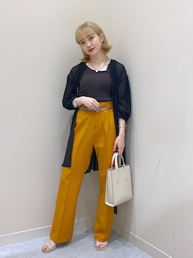 「LOWRYS FARM（ローリーズファーム）のＤＲＹカラーフレアパンツ　941232（その他パンツ）」を使った、naaasuさん（レディース・149cm）の夏コーディネート