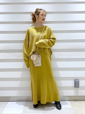 「イエローコーデ」｜「アイテム（その他）」を使った、naaasuさん（レディース・149cm）の冬コーディネート