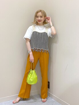 「LOWRYS FARM（ローリーズファーム）のフリンジビスチェ　947813（ベスト）」を使った、naaasuさん（レディース・149cm）の夏コーディネート