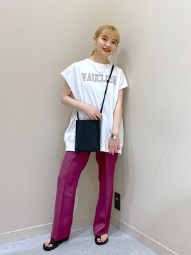 「LOWRYS FARM（ローリーズファーム）のＤＲＹカラーフレアパンツ　941232（その他パンツ）」を使った、naaasuさん（レディース・149cm）の夏コーディネート