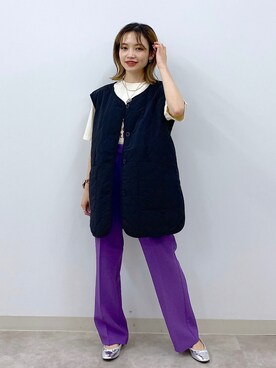 「キルティングベスト」｜「アイテム（その他アウター）」を使った、naaasuさん（レディース・149cm）の秋コーディネート