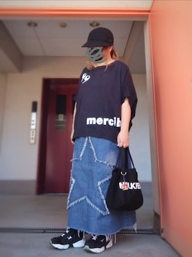 「milsa（ミルサ）のアイテム（帽子）」を使った、ぴよりあさん（レディース・155cm）の秋コーディネート