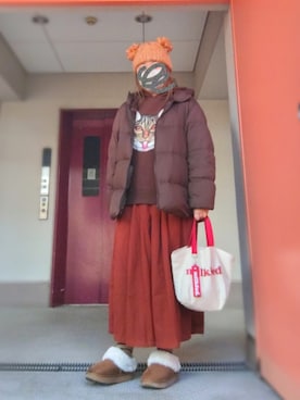 「アイテム（スリッポン）」を使った、ぴよりあさん（レディース・155cm）の冬コーディネート