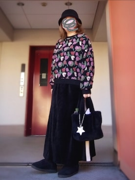 「しまむら（シマムラ）のアイテム（ハット）」を使った、ぴよりあさん（レディース・155cm）の冬コーディネート