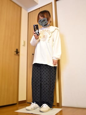 「ドットパンツ」｜ぴよりあさん（レディース・155cm）の秋コーディネート