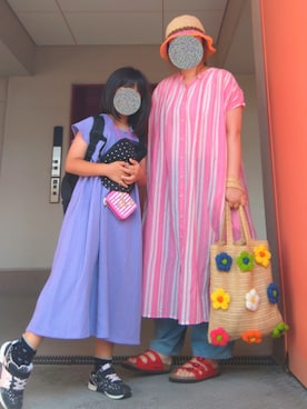 「アイテム（帽子、ベージュ系）」を使った、ぴよりあさん（レディース・155cm）の夏コーディネート