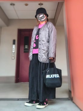 「アイテム（ミリタリージャケット）」を使った、ぴよりあさん（レディース・155cm）の秋コーディネート