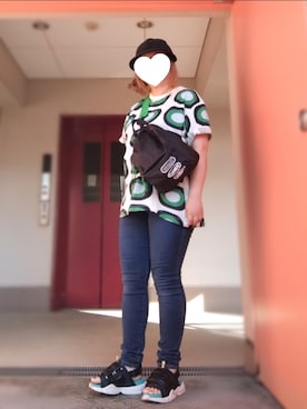 「milsa（ミルサ）のアイテム（帽子）」を使った、ぴよりあさん（レディース・155cm）の夏コーディネート