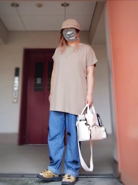 「milsa（ミルサ）のアイテム（帽子）」を使った、ぴよりあさん（レディース・155cm）の秋コーディネート
