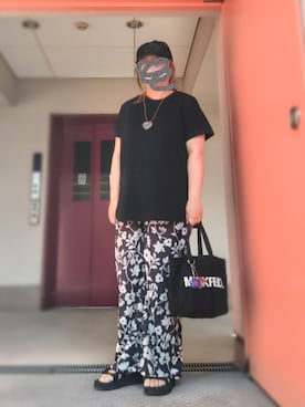 「14+（イチヨンプラス）のアイテム（帽子）」を使った、ぴよりあさん（レディース・155cm）の夏コーディネート