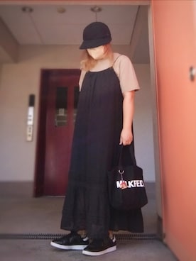 「milsa（ミルサ）のアイテム（帽子）」を使った、ぴよりあさん（レディース・155cm）の秋コーディネート