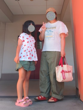 「アイテム（キャップ）」を使った、ぴよりあさん（キッズ・122cm）の夏コーディネート