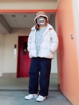 「WEGO（ウィゴー）のWEGO/リバーシブルファーボアバケットハット（ハット）」を使った、ぴよりあさん（レディース・155cm）の冬コーディネート