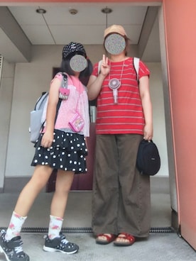 「14+（イチヨンプラス）のアイテム（帽子）」を使った、ぴよりあさん（レディース・155cm）の夏コーディネート
