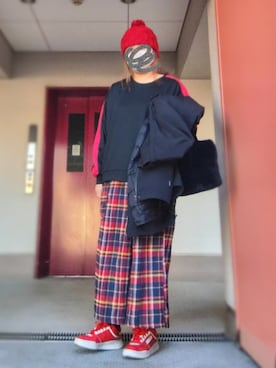 「しまむら（シマムラ）のアイテム（帽子）」を使った、ぴよりあさん（レディース・155cm）の冬コーディネート