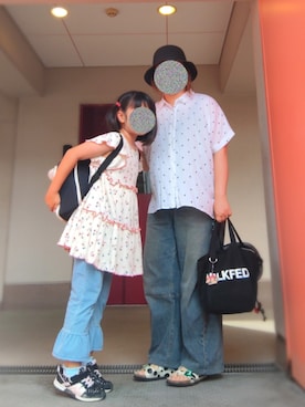 「アイテム（チュニック）」を使った、ぴよりあさん（レディース・155cm）の夏コーディネート